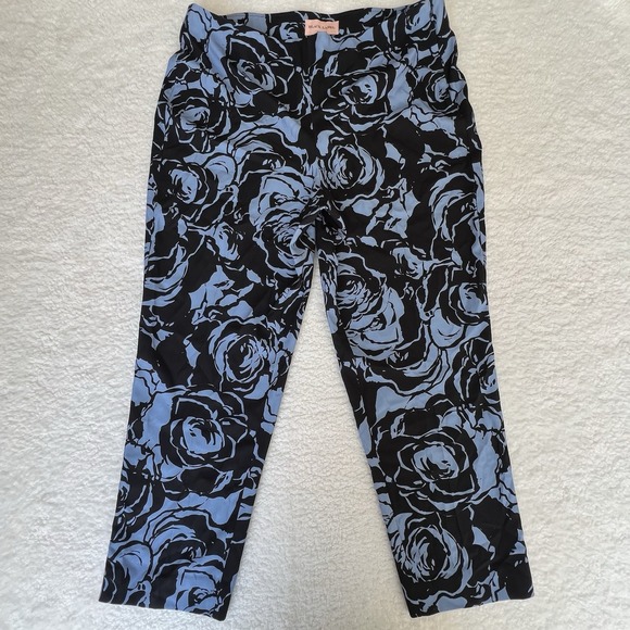 Chico's Pants - Chico's Black Label Blue Rose Floral Pants Statement Chic Art Print Sz 16 NWT